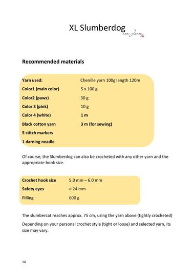 crochet pattern slumberdog