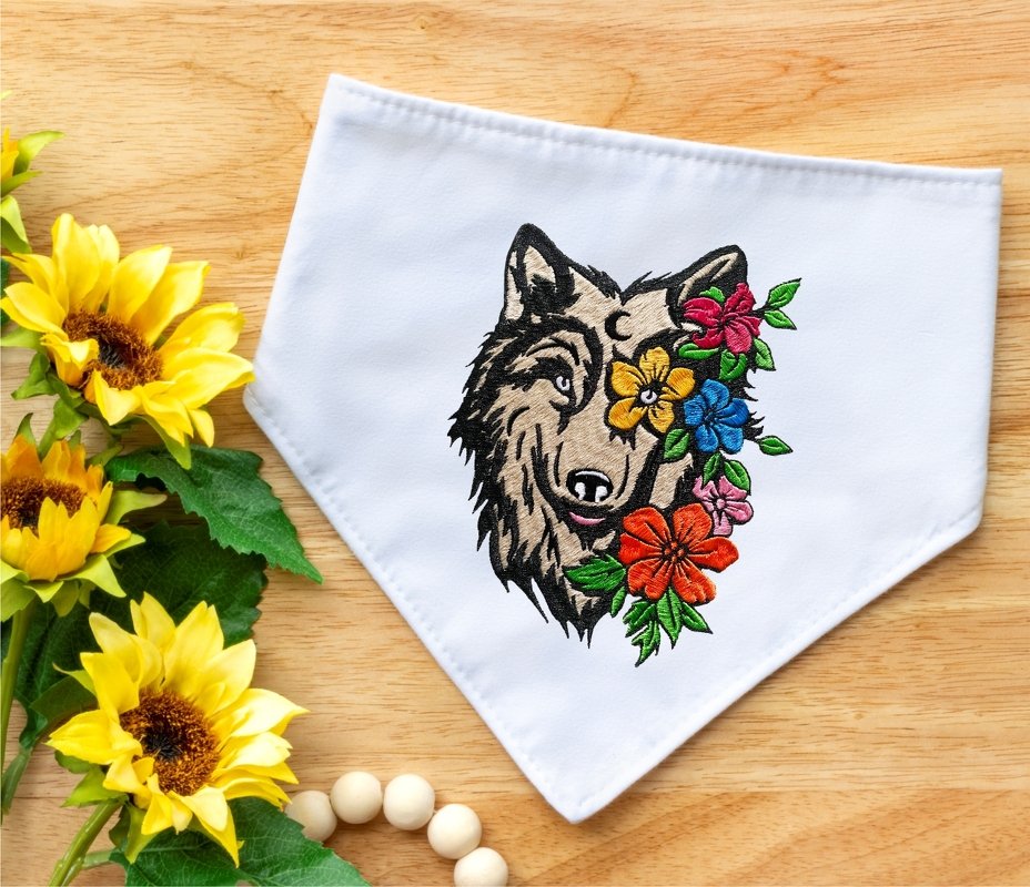 Stickdatei Wolf floral in 5 Größen, Maschinenstickdatei - Bild 7