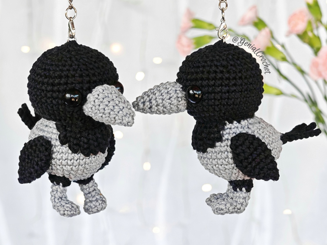 Hooded Crow Amigurumi — Crochet Bird Pattern — Handmade Keychain - Image 13