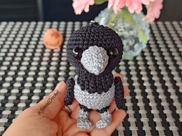 Hooded Crow Amigurumi — Crochet Bird Pattern — Handmade Keychain