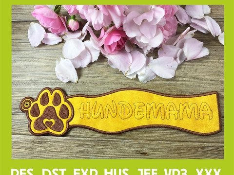 Stickdatei 3D-Anhänger HUNDEMAMA, Maschinenstickdatei