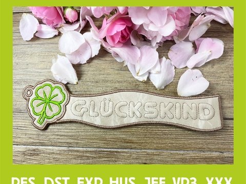 Stickdatei 3D-Anhänger GLÜCKSKIND, Maschinenstickdatei