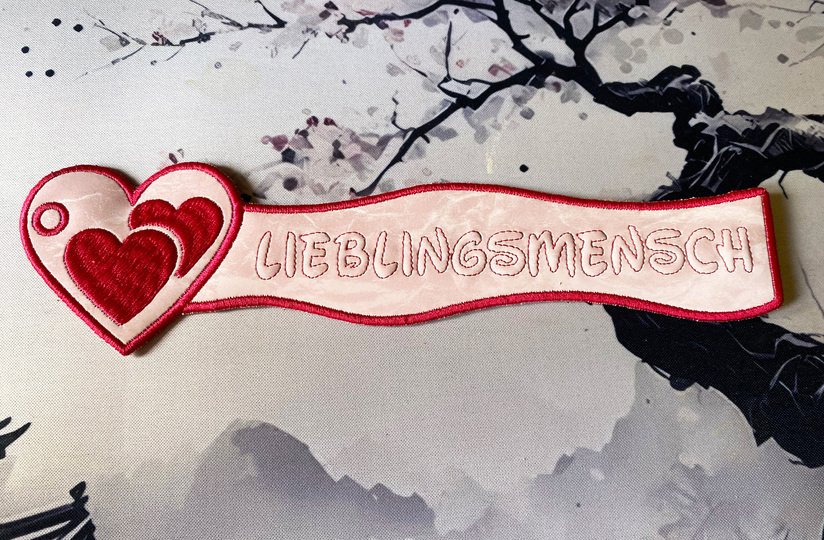 Stickdatei 3D-Anhänger LIEBLINGSMENSCH, Maschinenstickdatei