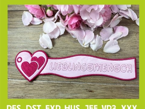 Stickdatei 3D-Anhänger LIEBLINGSMENSCH, Maschinenstickdatei