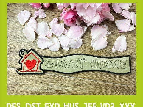 Stickdatei 3D-Anhänger Sweet HOME, Maschinenstickdatei