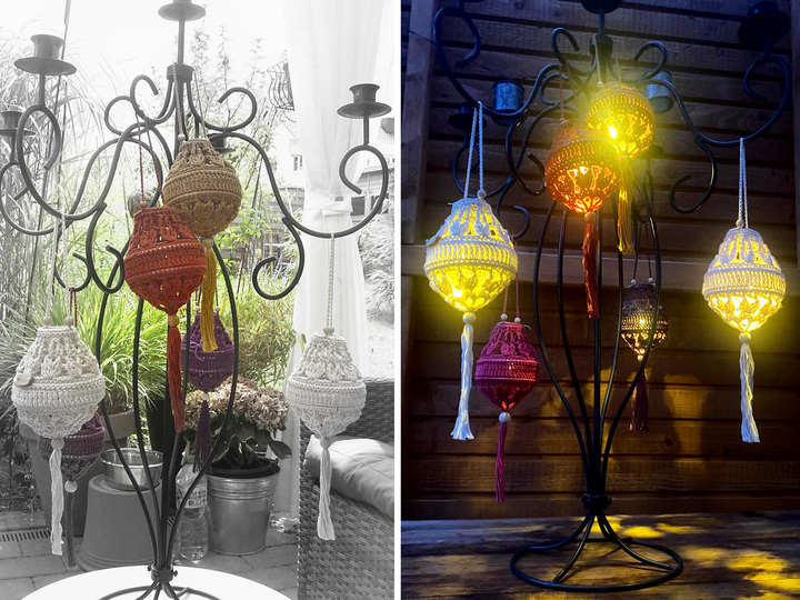 Milu - Mini lantern, lampion, light, crocheted lamp - CROCHET PATTERN