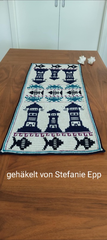 Häkelanleitung Mosaik Tischläufer "Maritim", Anfänger geeignet