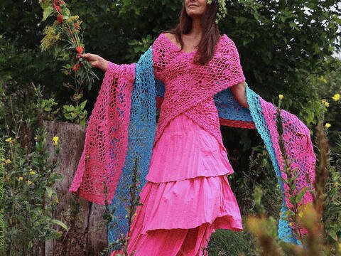 Boho Cinderella’s Meadow Wrap / Festival Shawl / Fairy Goddess Lace Scarf