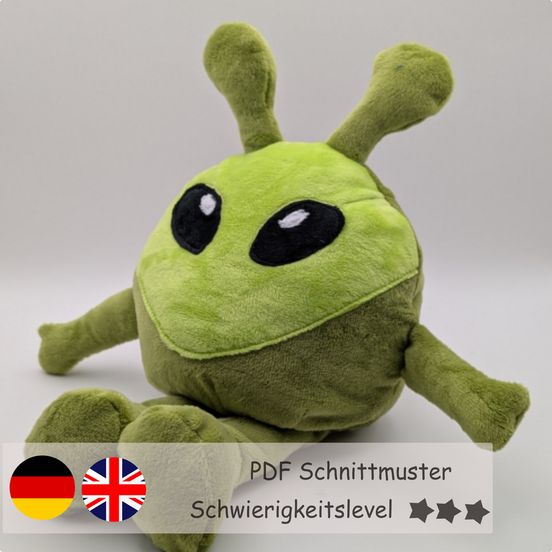 Alien Reversible Plush Toy Sewing Pattern PDF – Level 3 - hand puppet