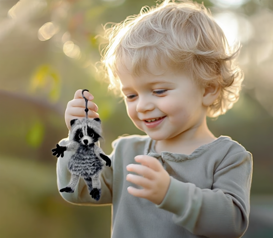 Crochet little Raccoon Keychain – Cute Plush Toy & Stress Relief Accessory. - Image 6