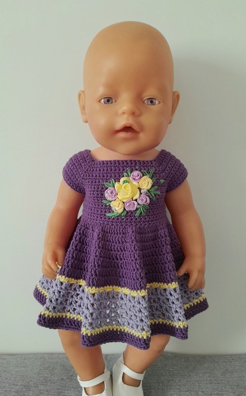 Häkelanleitung Kleid "Sofia" für Baby Puppen 42 - 44 cm - Bild 6