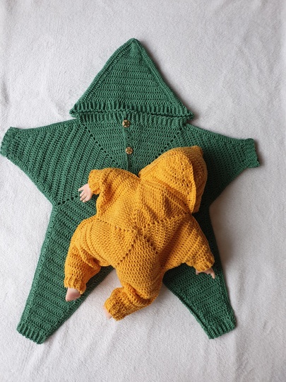 Häkelanleitung für Stern-Strampelanzug Starfish (deutsch/englisch)