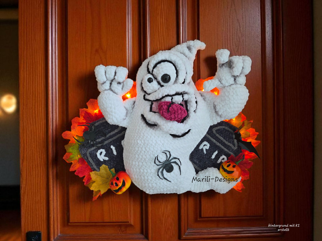 Crochet pattern for door decoration Booffy the door ghost