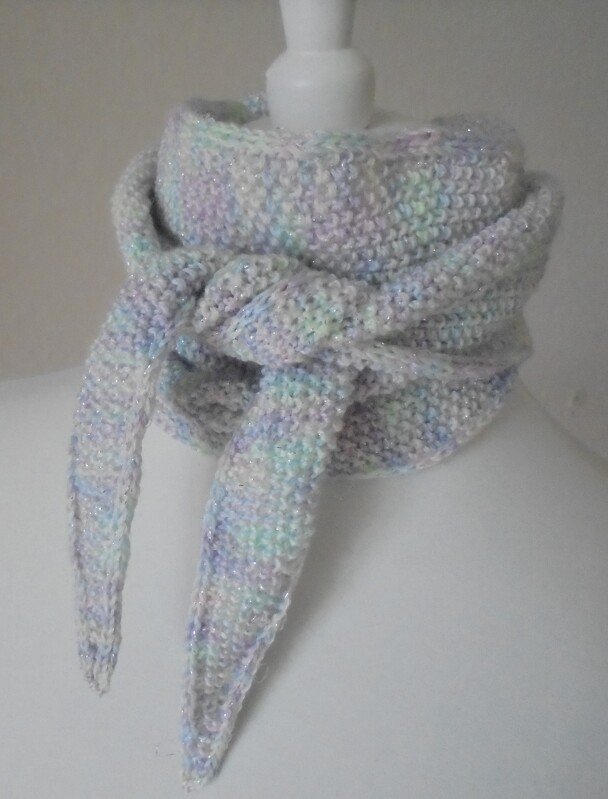 Strickanleitung Mini-Tuch im Perlmuster mit I-Cordrand, Schaltuch,Minischal