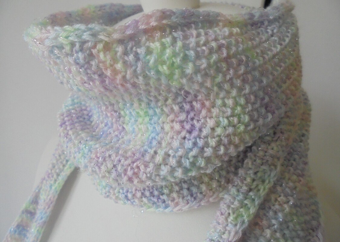 Strickanleitung Mini-Tuch im Perlmuster mit I-Cordrand, Schaltuch,Minischal - Bild 3