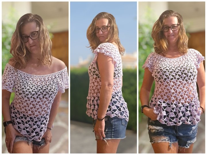 Häkelanleitung: Sommershirt „Concha“ – luftiges Shirt mit Rundpasse