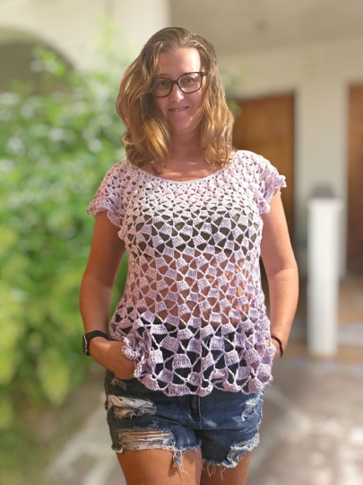 Häkelanleitung: Sommershirt „Concha“ – luftiges Shirt mit Rundpasse