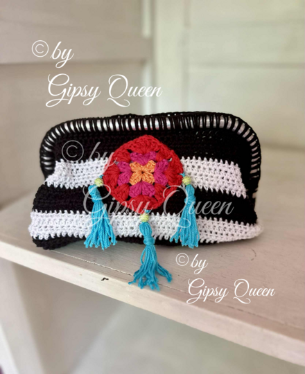 Boho Chic Clutch häkeln – Häkelanleitung Tasche PDF, Kosmetiktasche