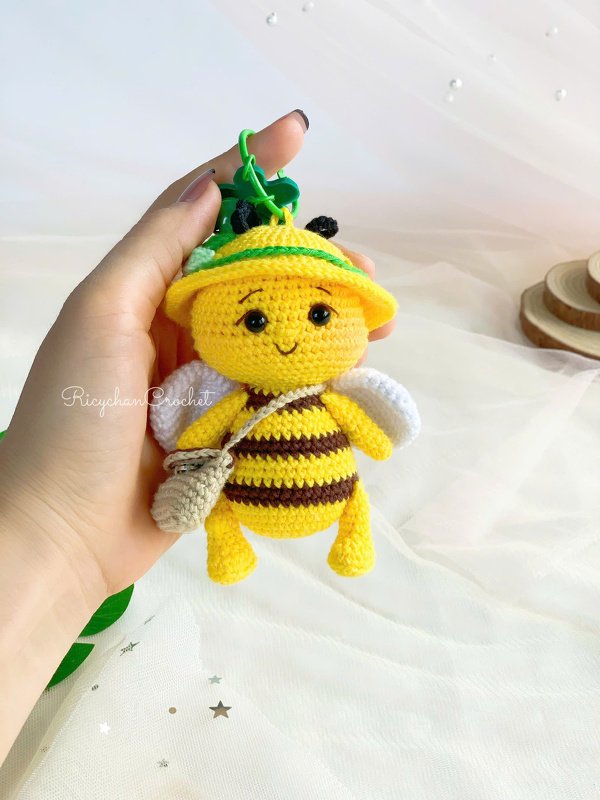 Bee Keychain Crochet Pattern | Cute Bumblebee Plushie PDF Tutorial - Image 4