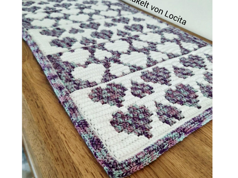 Häkelanleitung Mosaik Tischläufer "Herz", Anfänger geeignet