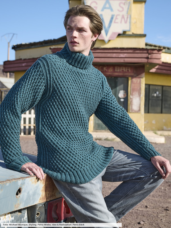 Rollkragen-Pulli im Strukturmuster