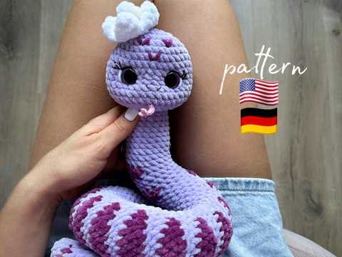 Snake Amigurumi Crochet Pattern - Digital PDF Download. Crochet plushies
