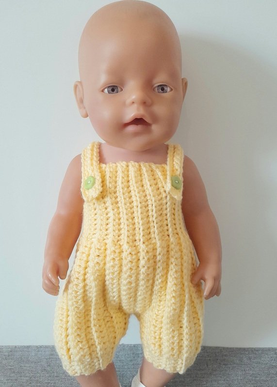 Häkelanleitung kurze Latzhose für Baby Puppen 42 - 44 cm - Bild 4