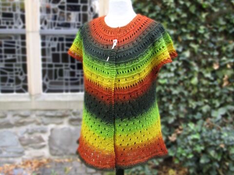 Crepidula Weste, Rundpasse, mit Lochmuster, Größe 44 - 52, Strickanleitung