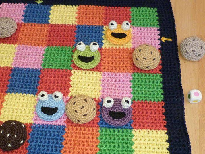 Häkelanleitung "Das Keksmonsterspiel" Würfelspiel, Lernspiel