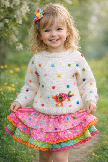 Pullover - RVO Bubbles mit kleinem Vogel - Strickanleitung