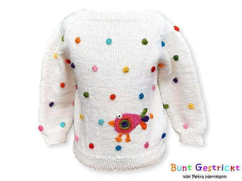 Pullover - RVO Bubbles mit kleinem Vogel - Strickanleitung
