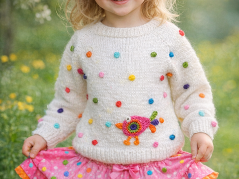 Pullover - RVO Bubbles mit kleinem Vogel - Strickanleitung