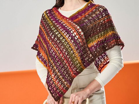 MINI-PONCHO SONNENUNTERGANG, gehäkelt