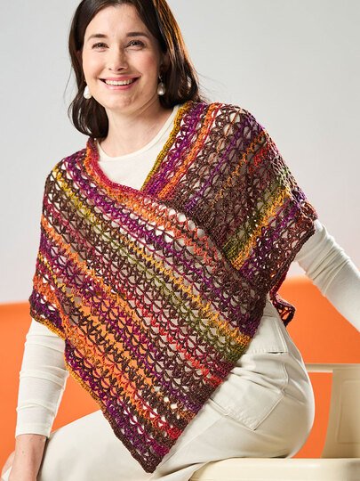 MINI-PONCHO SONNENUNTERGANG, gehäkelt