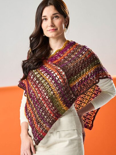 MINI-PONCHO SONNENUNTERGANG, gehäkelt