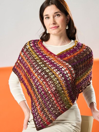 MINI-PONCHO SONNENUNTERGANG, gehäkelt