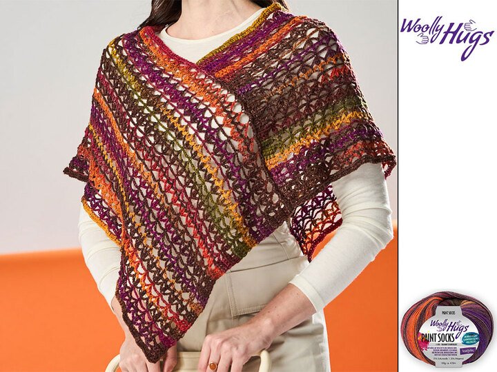 MINI-PONCHO SONNENUNTERGANG, gehäkelt