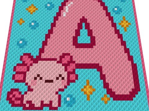 Häkelmuster * A - AXOLOTL * Grafik für C2C Decke