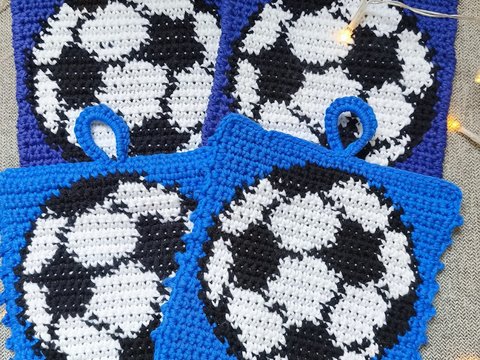 Crochet Pattern: Soccer-Themed Potholder