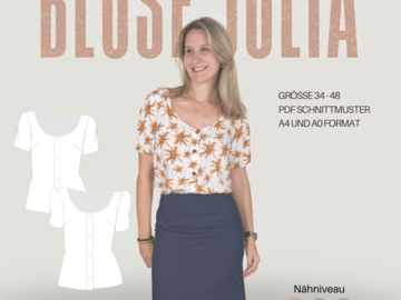 Schnittmuster Bluse Julia – mit Knopfleiste und 2 Ärmelvarianten | Gr. 34–4