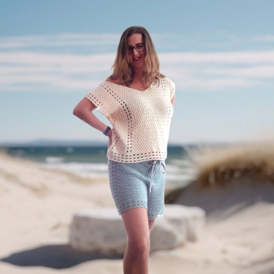 Häkelanleitung Sparpaket: Shorts „Genda“ + Shirt – Unisex Set