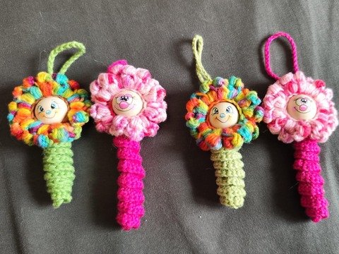 Büschel-Blume Häkelanleitung deutsch Sorgenwürmchen für Fortgeschrittene!