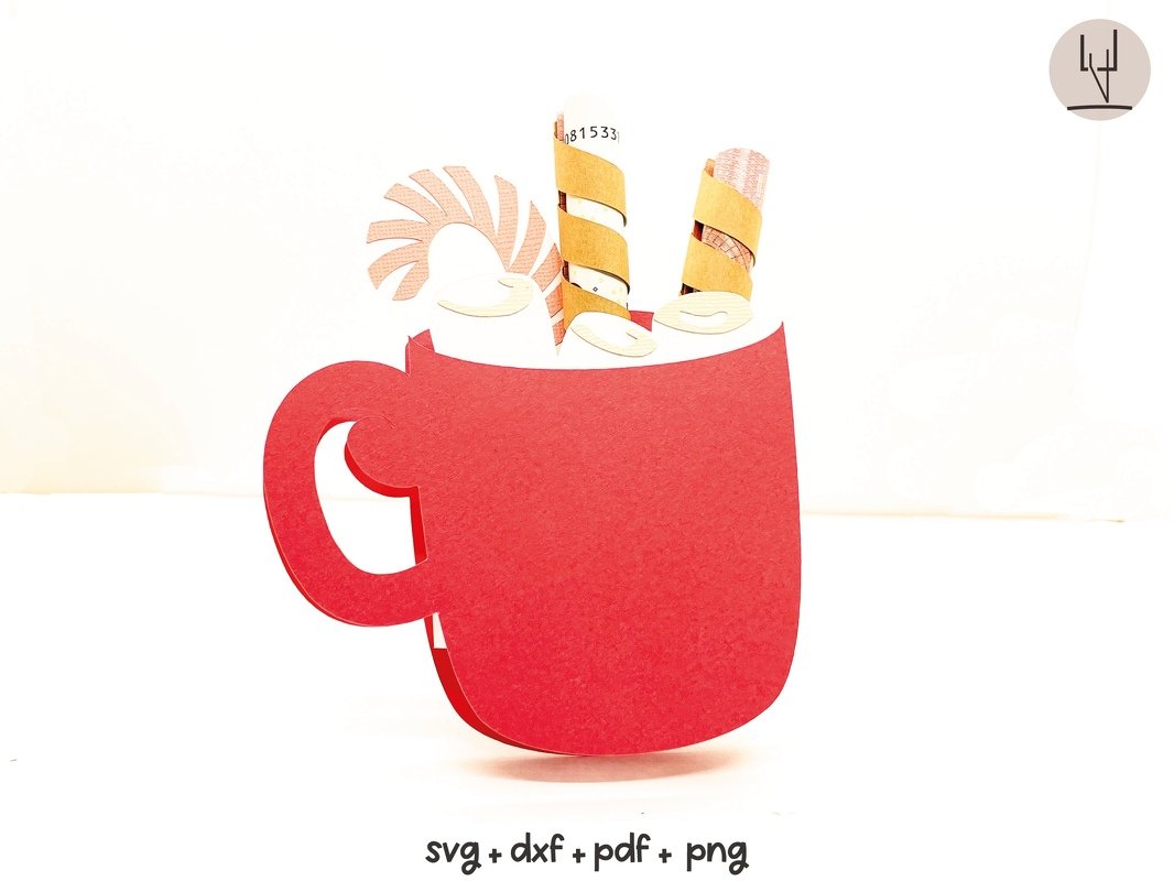 Geldgeschenk Weihnachtstasse SVG DXF PDF png - Geldgeschenk Wunscherf&uuml;ller