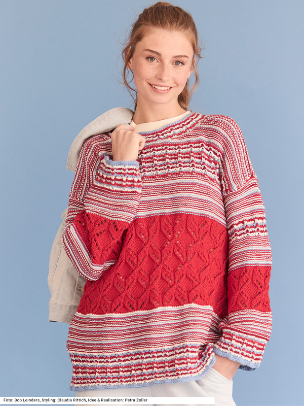 Pulli mit Ajour- und Hebemaschenmustern