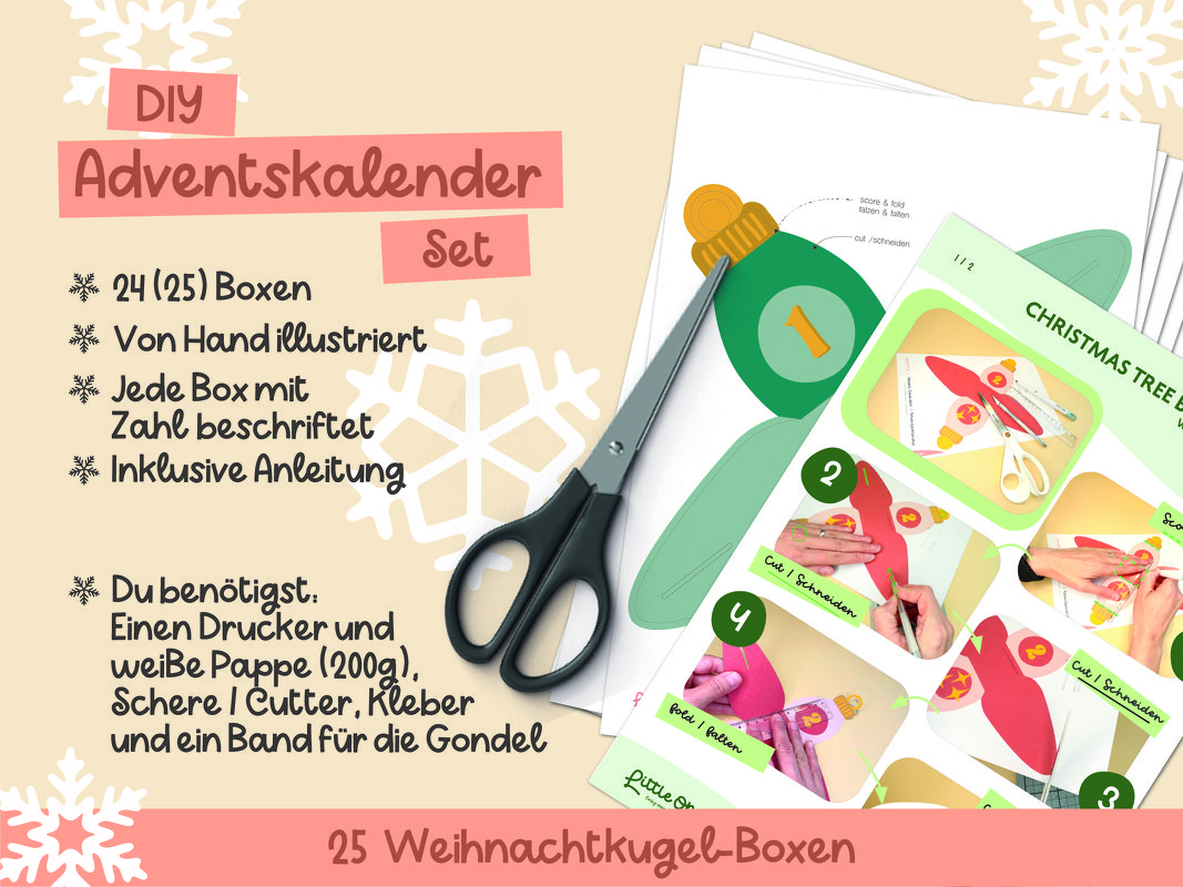 DIY Advent Calendar Set: 24 Gift Boxes Shaped Like Christmas Ornaments svg - Image 3