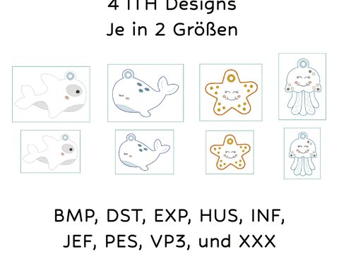 ITH Meerestiere Schlüsselanhänger Stickdatei