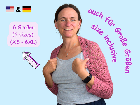 Bolero Anleitung "Lace Muschel Bolero" häkeln | alle Größen XS- 6XL