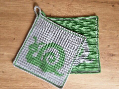 Häkelanleitung Topflappen "Schnecke"