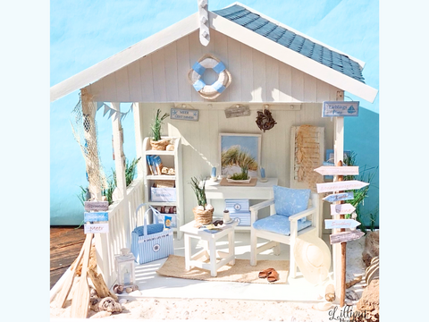 Miniatur-Strandhaus Anleitungs-Set 1:12 – Bastelbögen & Anleitungen
