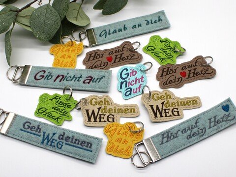 Stickdatei ITH Anhänger Spruch Sprüche SET Bundle